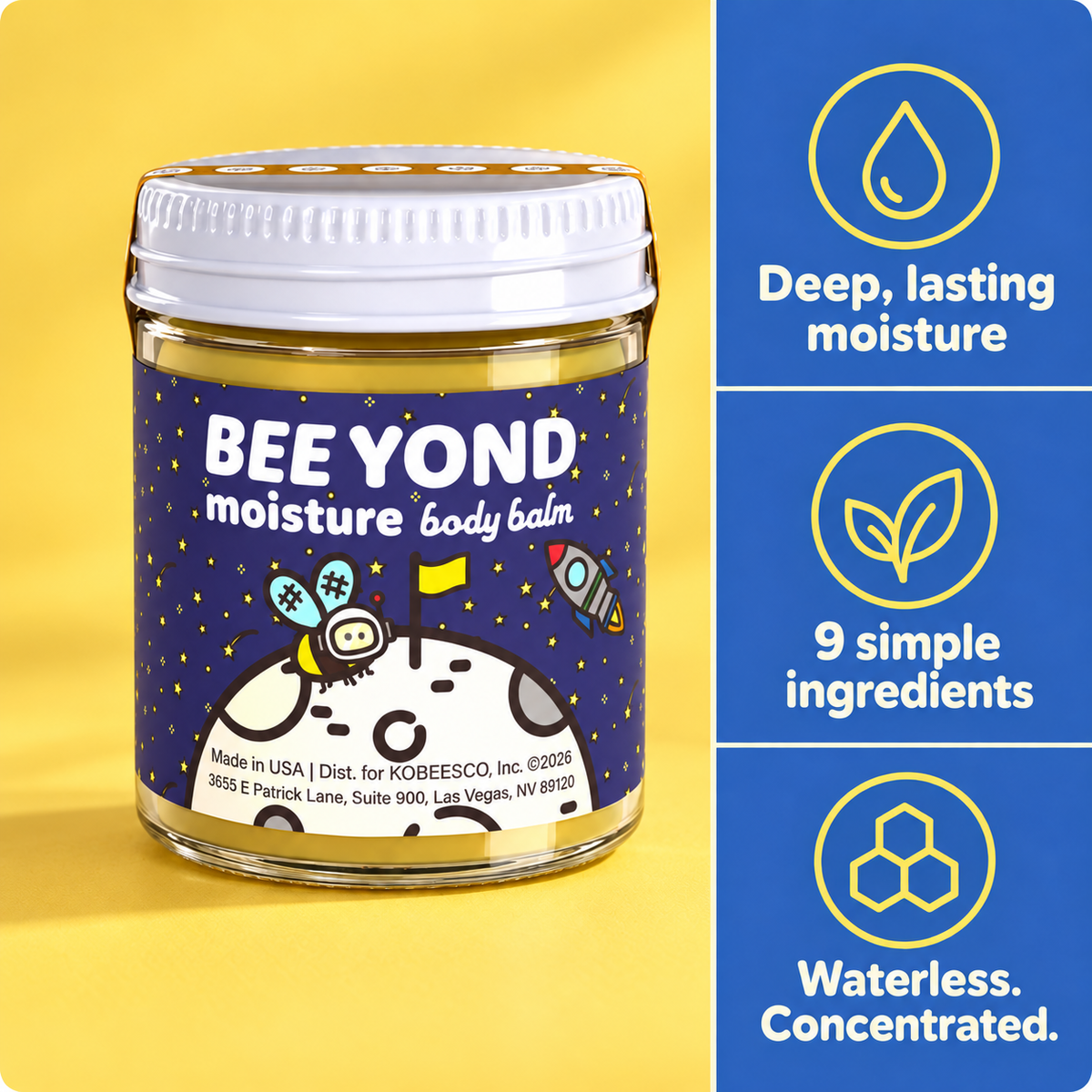 Beeyond Moisture balm: deep lasting moisture, nine simple ingredients, waterless and concentrated